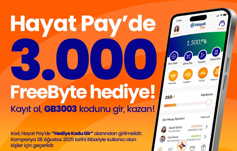 Hayat Pay ile 3 GB Değerinde FreeByte Kazan!
