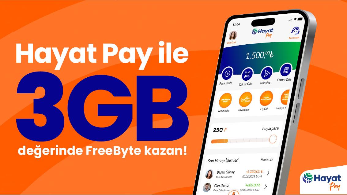 Hayat Pay ile 3 GB Değerinde FreeByte Kazan!